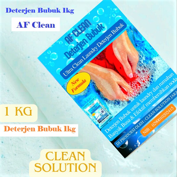 AF Clean Deterjen BUBUK ULTRA Powder 1 Kg - Deterjen Bubuk 1Kg Murah Berkualitas Deterjen Pakaian Ba