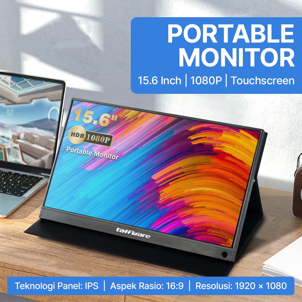 Taffware Portable Monitor FHD IPS 15.6 Inch 1080P Touchscreen - 1560MTS - Black