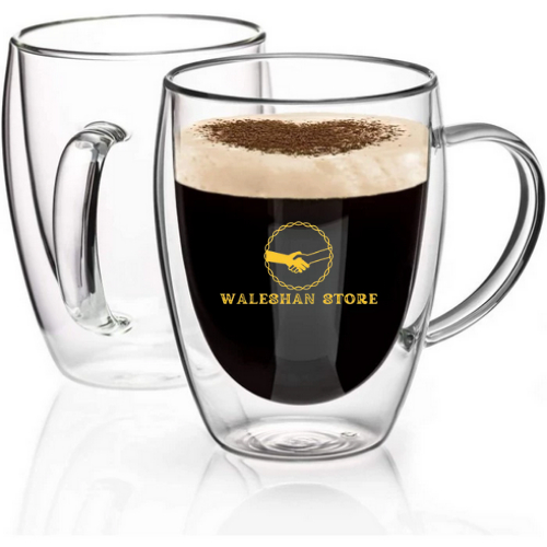 Set Mug Gelas  Double Wall Glass Gelas Mug Teh Kopi Gelas Kaca Double Layer