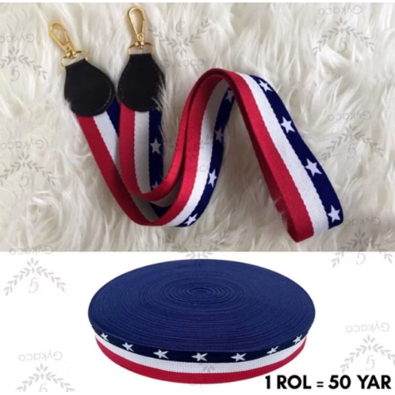 Accesories Tas Tali Bisban/Webbing Motif STAR 4 cm (HALUS-IMPORT) - Aksesoris Tas