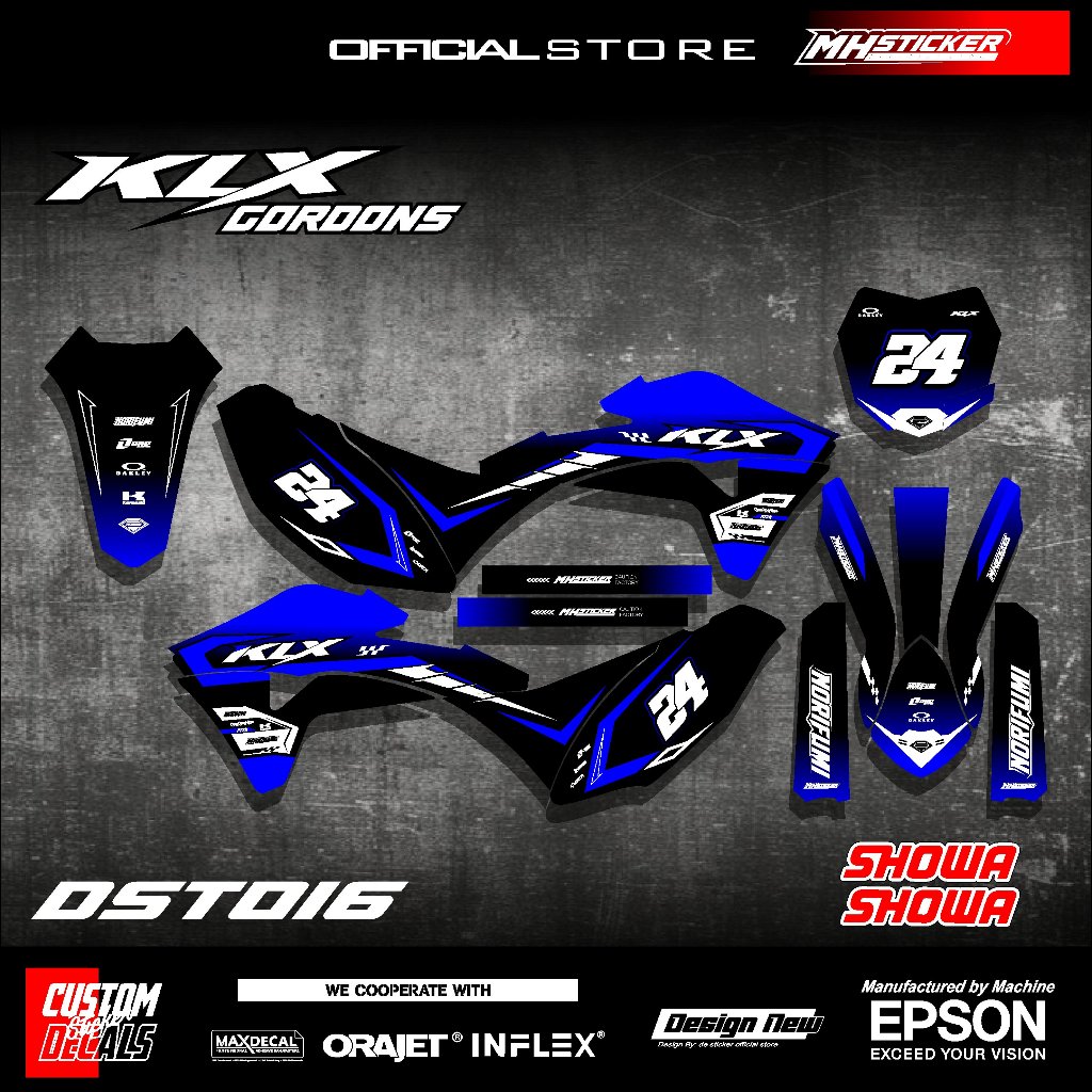 DECAL KLX GORDON FULL BODY AKSESORIS VARIASI STICKER MOTOR KAWASAKI KLX GORDONS DEKAL MOTIF SUPERMOT