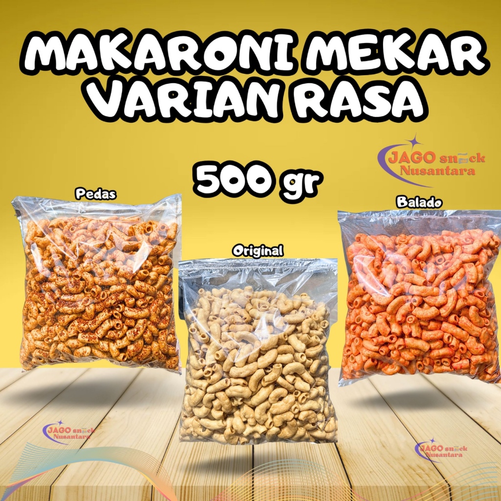 

Makaroni Mekar Varian Rasa Cemian Instan 500gr - Jago Snack Nusantara