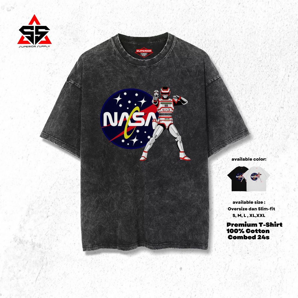 SUPERIOR Kaos Nasa Oversize stonewash washed tshirt kaos NASA-1