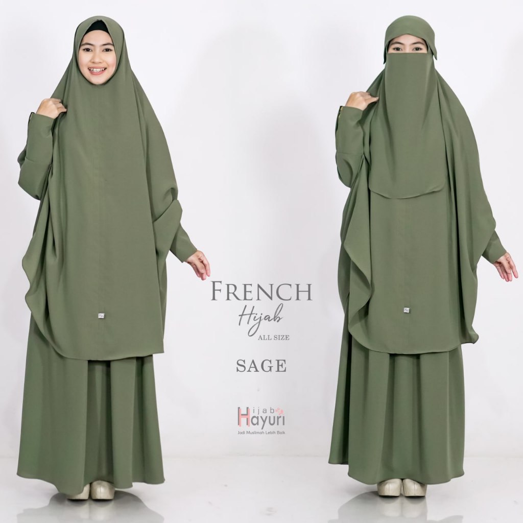 TERPOPULER Hayuri Hijab French Hijab Set Jilbab French Khimar + Cadar French Khimar Set Lengkap
