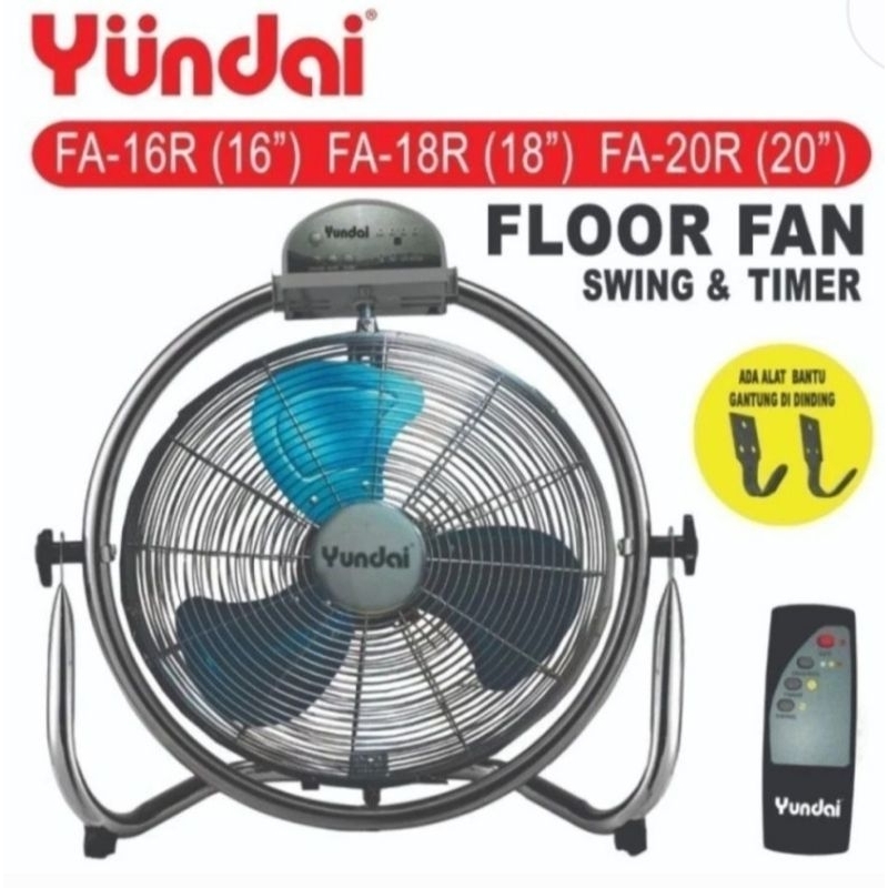 Floorfan / Wallfan Yundai 16 / 18 inch remote Kipas Angin Lantai Dinding