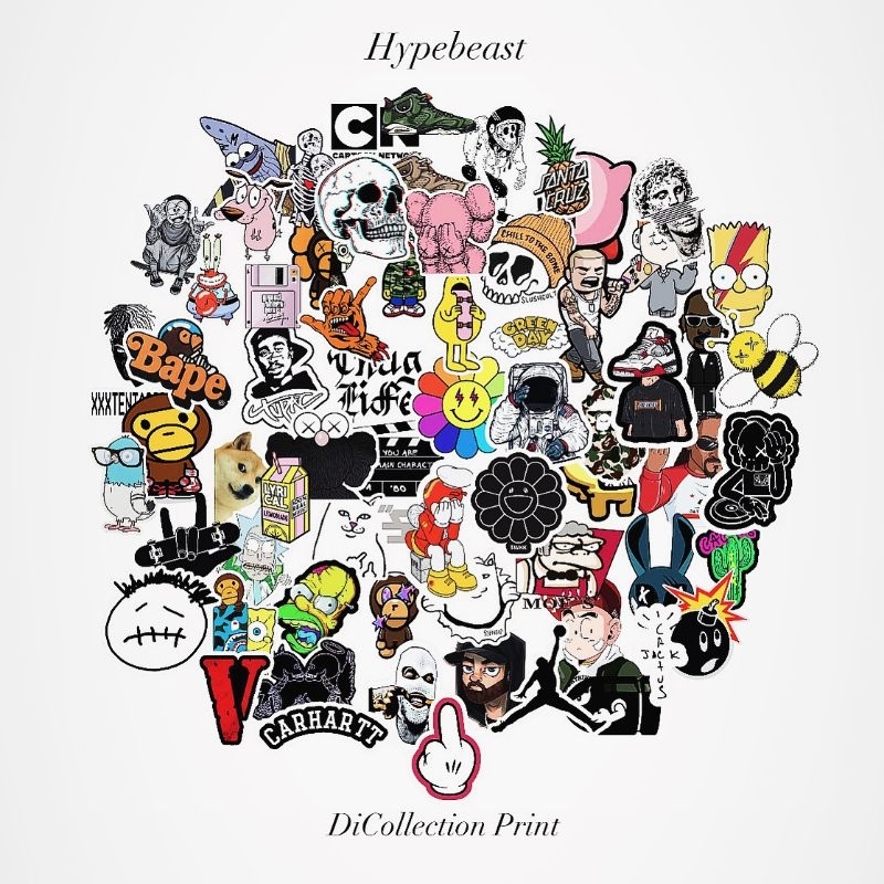 

Hypebeast Sticker Packs 60+ Pcs Anti Air Bahan Vinyl | Stiker Handphone / Ipad | Stiker Helm | Stiker Buku | Stiker Laptop