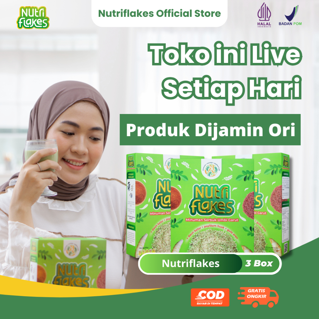 

Nutriflakes Sereal Umbi Garut Ampuh Atasi Magh, Gerd Dan Asam Lambung 3 Box