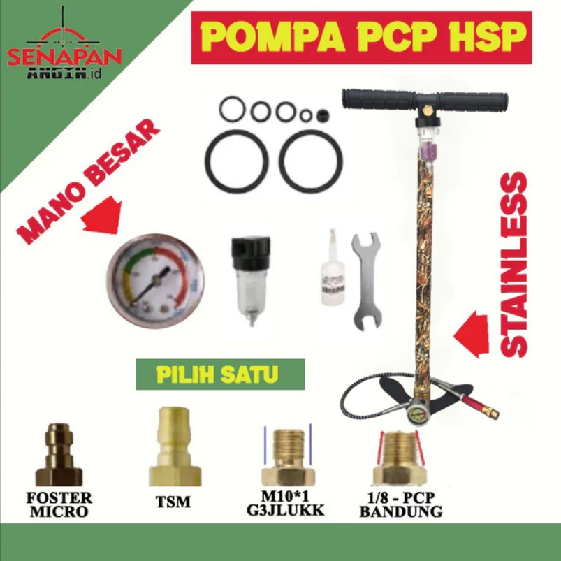 ORIGINAL 100% - Pompa PCP Stainless Tiger Paten 6000 PSI - Hemat Tenaga, Filter Atas Bawah, Manomete