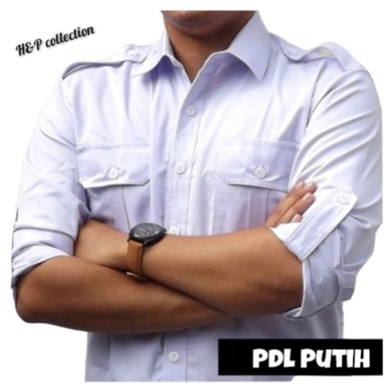 KODE R99R Enzino Seragam PDH Lengan Panjang  Baju Seragam PDL Pria Lengan Panjang  Kemeja PDL Putih 