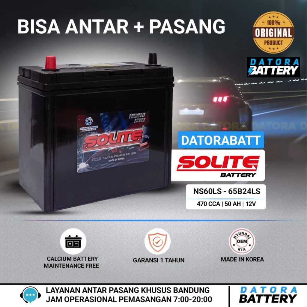 Aki kering SOLITE CRV HRV Civic/ Yaris Innova bensin NS60LS 12V 50 AH