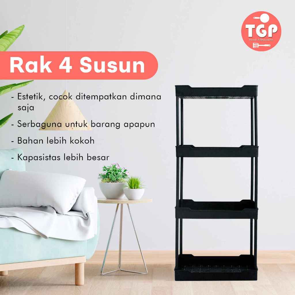 RAK 4 SUSUN PLASTIK SERBAGUNA TANPA RODA