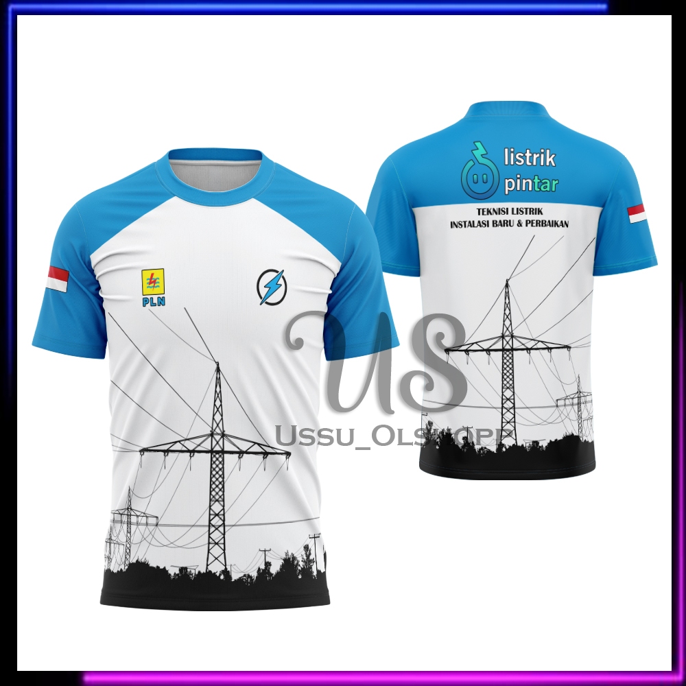Baju PLN | Baju Kaos Pria PLN LISTRIK INDONESIA Fullprint
