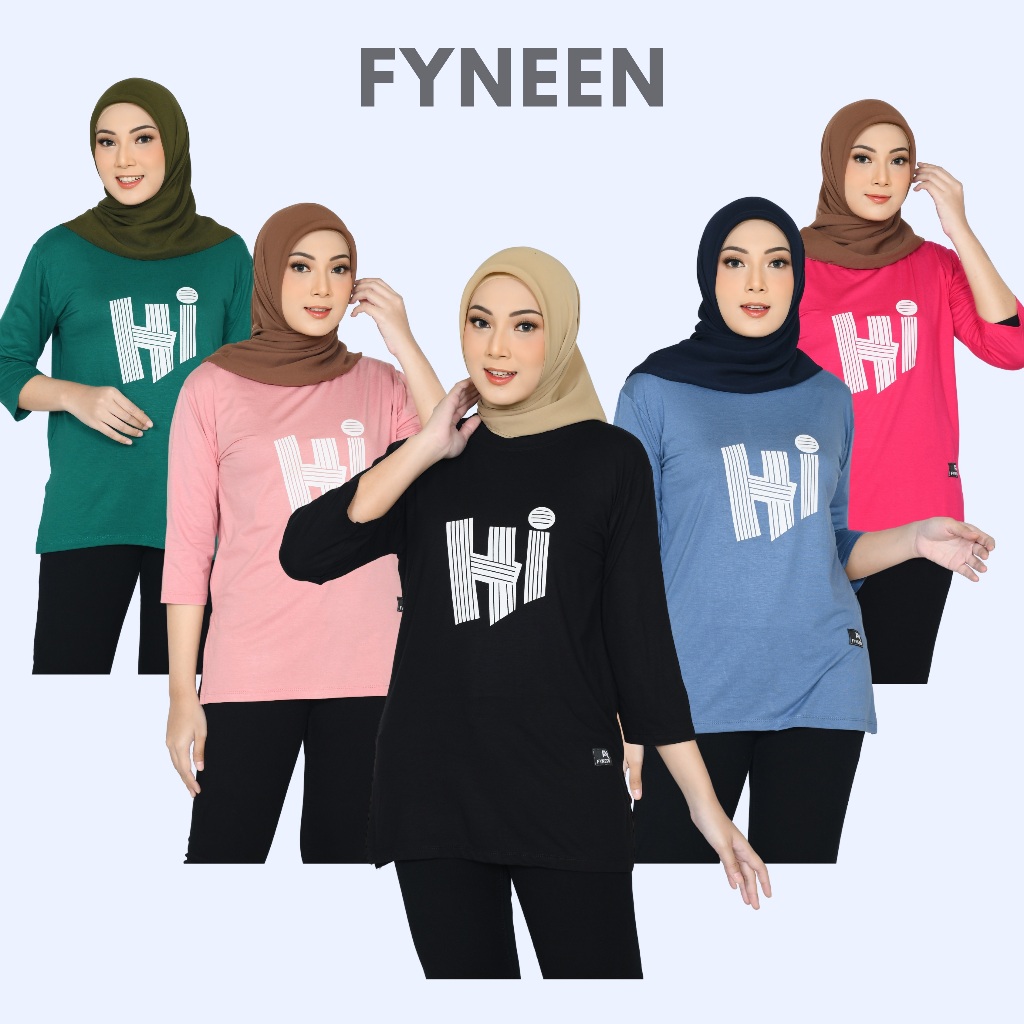 fyneen kaos oversize wanita 7/8 t-shirt jumbo oversized atasan wanita spandek rayon ukuran l sampai 