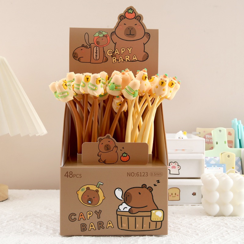 

Pena Capybara Soft Rubber Shaker Pulpen Kapibara Capybara Gel Pen Pena Import MOMO065
