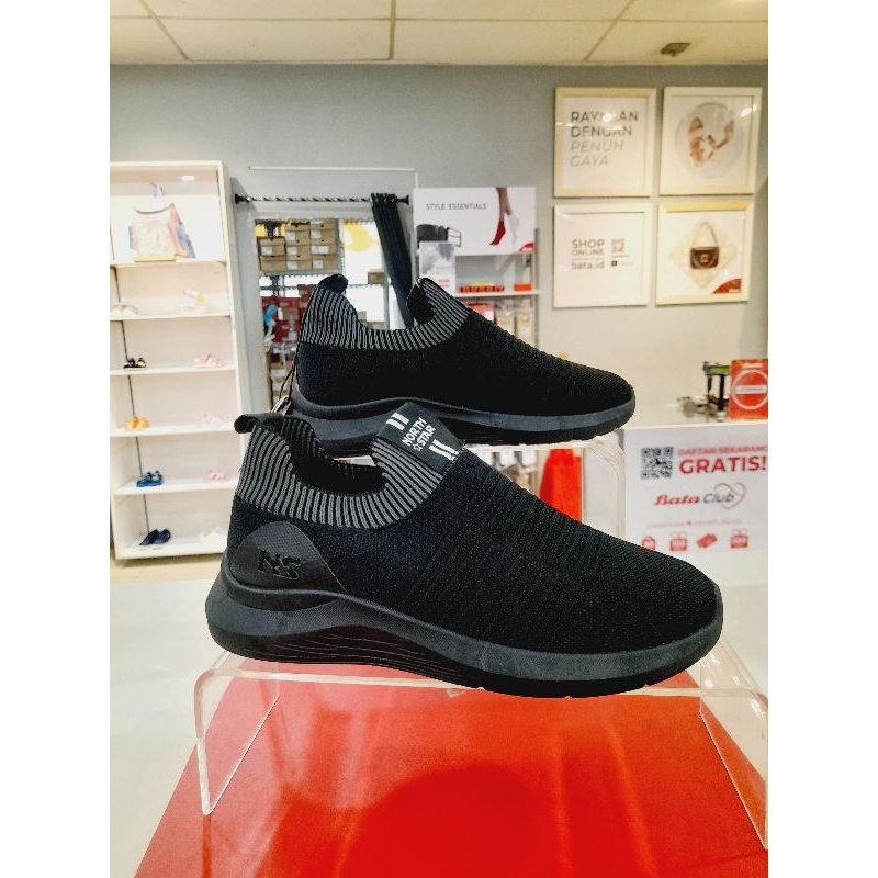 north star sepatu slip on hitam new trendy