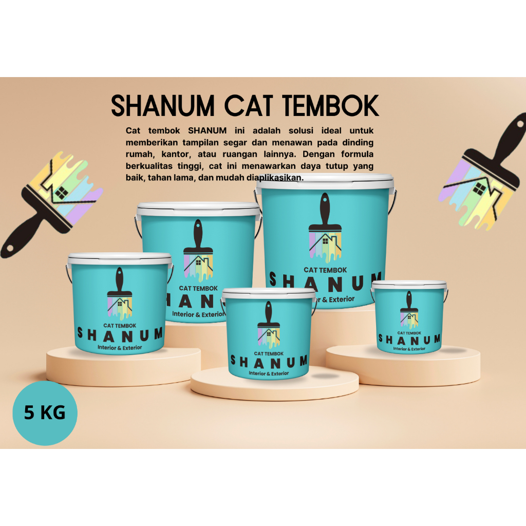 Cat Tembok 5kg Shanum Anti Jamur Cepat Kering Kualitas Premium Bukan Jotun/dulux/nippon/aviant