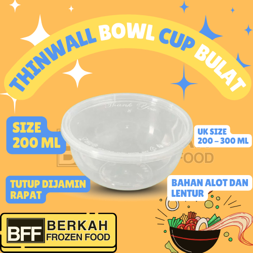 THINWALL BULAT CUP PLASTIK MAKANAN 200 ML, 300 ML, 400 ML