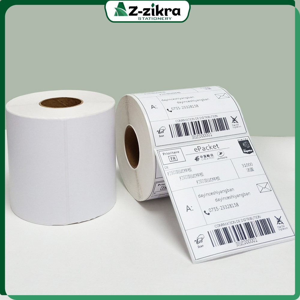 

Kertas Thermal 100x150 MM Isi 500 LEMBAR / Label Kertas Stiker Resi Barcode / Sticker Direct Thermal Az Zikra Stationery A72
