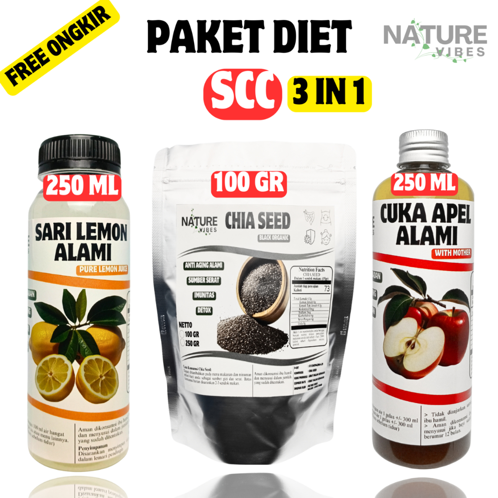 

Paket Diet 3 in 1 (SCC) Sari Lemon, Cuka Apel, Chia Seeds