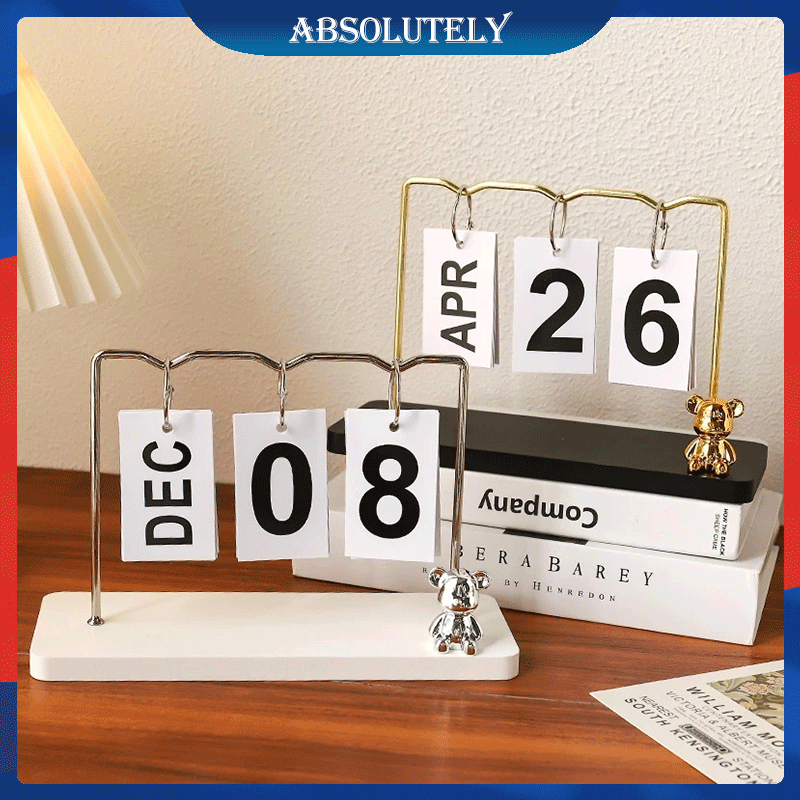 

Beruang Kalender Kayu Sederhana Halaman Flip Hadiah Rumah Ornamen Kalender Desktop Panduan Foto Kalender Abadi dekorasi