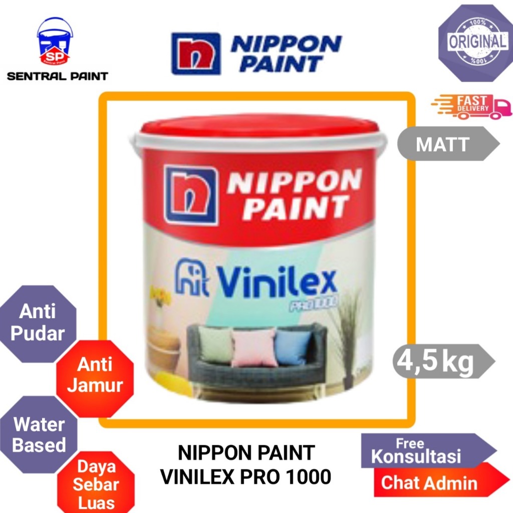 Cat Tembok Vinilex Pro (4,5 Kg) Nippon Paints / Cat Nippon Paints Vinilex Pro 4,5 kg