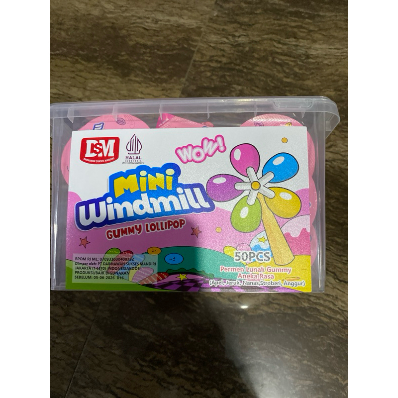 

permen mini winddmil gummy lolipop 1 box isi 50 pcs