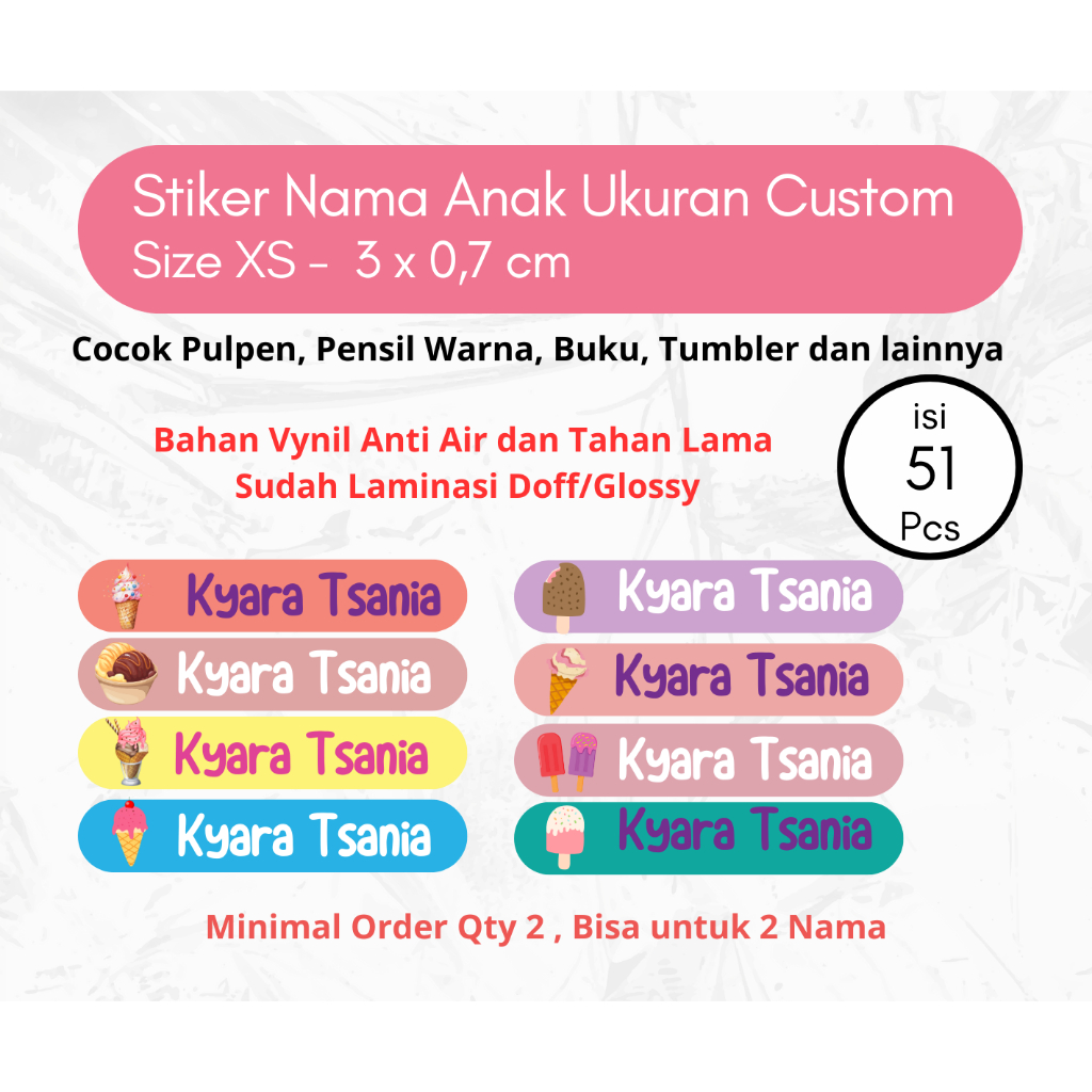 Sticker Ice Cream, Label Sticker Custom Es krim for Kids, Label Lucu Es krim Sticker Warna Pastel, L