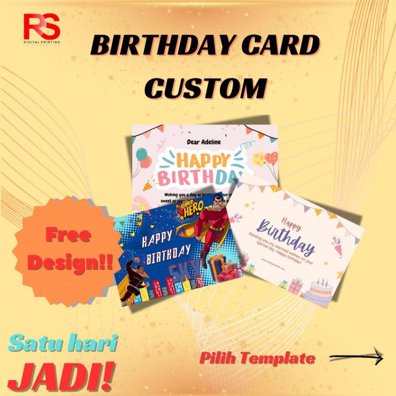 KARTU UCAPAN ULANG TAHUN CUSTOM/ BIRTHDAY CARD CUSTOM