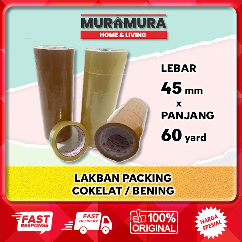 

[BISA COD] LAKBAN BENING LAKBAN COKLAT ISOLASI TAPE PACKING 45 INCH X 60 YARD MURAH