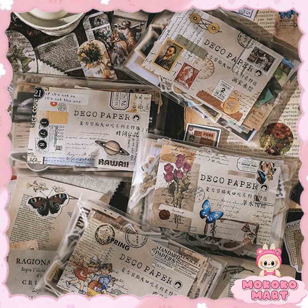 

MM 200 Lembar Kertas Deco Paper Kertas Sticker Vintage Aesthetic Retro Clip Stutterr Paper DIY MB14