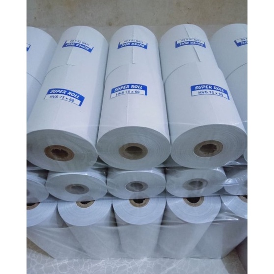 

Ready Terheboh KERTAS KASIR SETRUK HVS 1PLY 75x6mm paket 1 roll Printer Dontmatrik