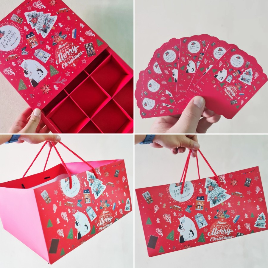 

(5 pcs) Paket Paperbag Kardus Sekat 9 Hampers Natal Box Parcel Christmas