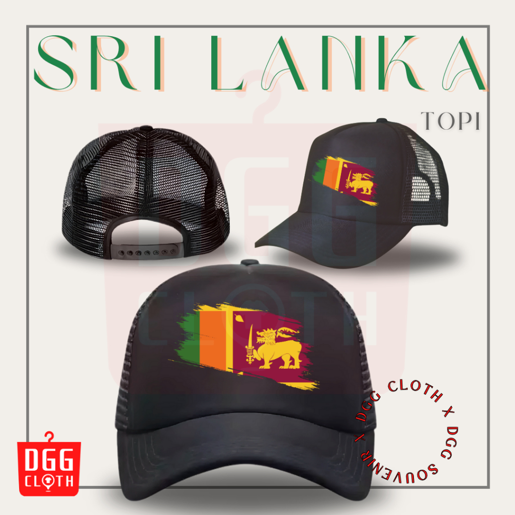 DGGCloth Topi Souvenir Negara Sri Lanka  - Topi Trucker Oleh Oleh Sri Lanka