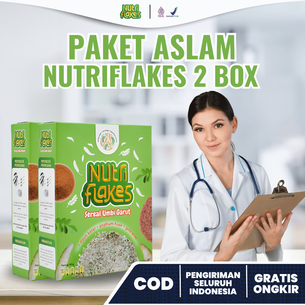 

NUTRIFLAKES Original 2 Box - Menyembuhkan Asam Lambung Maag Kronis dan Gerd Tanpa Efek Samping 280gr