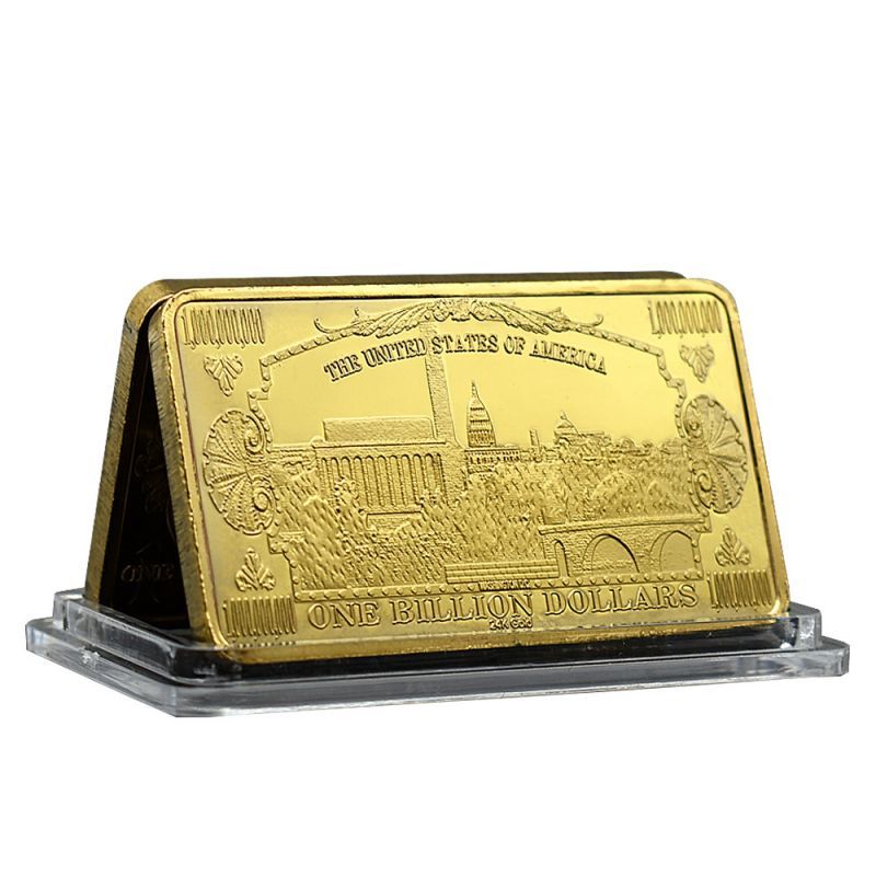 TERLARIS 1 Billion Dolar Logam Peringatan Emas Dolar As Koin Souvenir Emas Patung Liberty Gold Bar