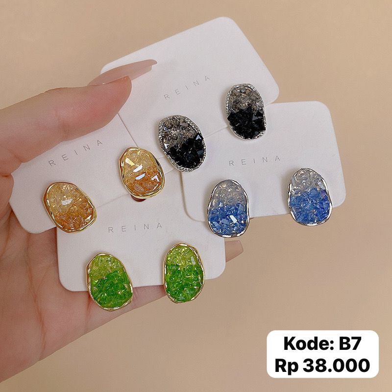 Anting irene sterling silver 925 / anti karat / anting kebaya / model acrilic simple titanium silver