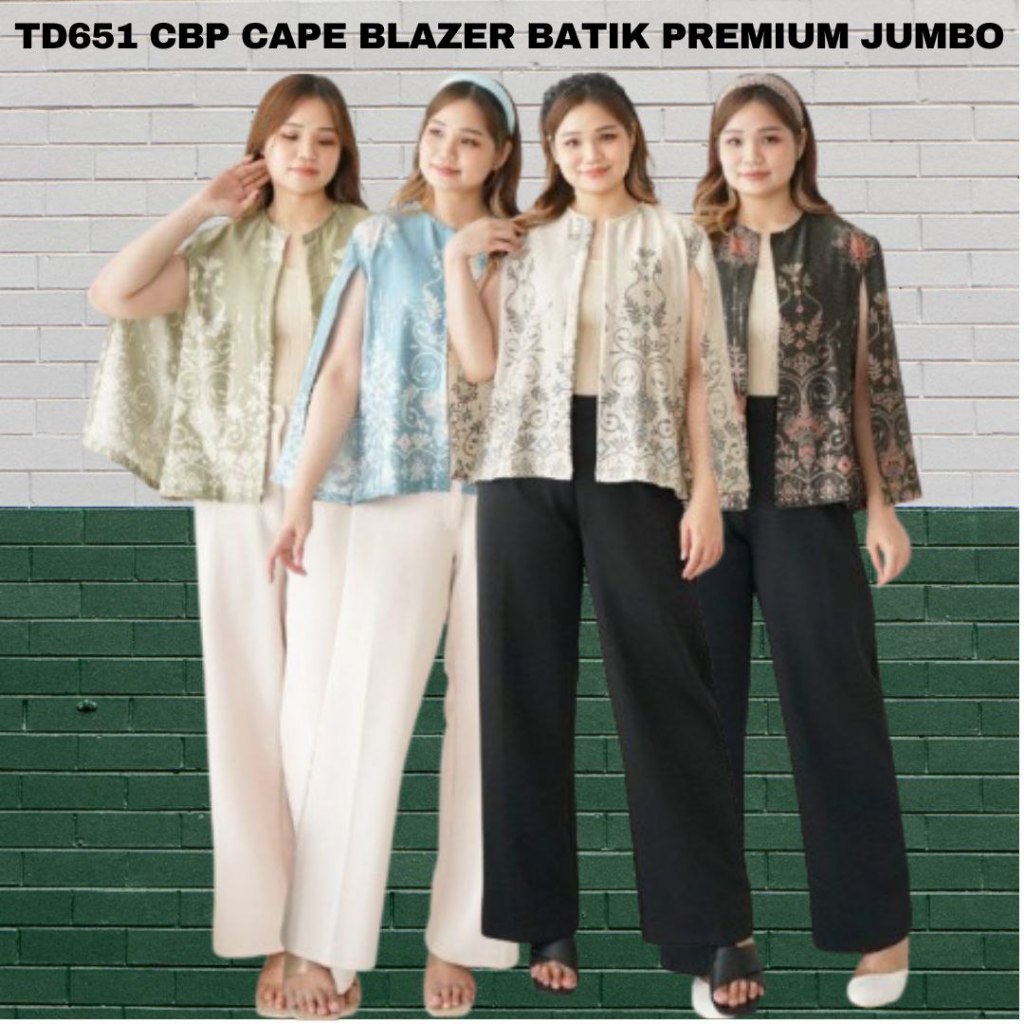 TD651 CBP CAPE BLAZER WANITA JUMBO PLUS SIZE XXL BATIK SATIN PREMIUM MODERN TRENDY/BLAZER KANTOR WAN