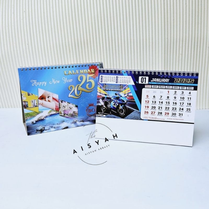 

kalender meja standar tahun 2025 BO km12 gambar motor sport ukuran 21x 15,5 cm (terima castume cetak merek)