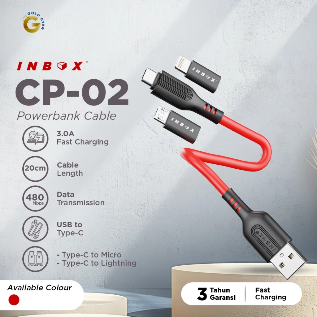 Inbox Powerbank Kit Kabel Data USB Type C dan Converter Set Fast Charging Micro dan Lightning