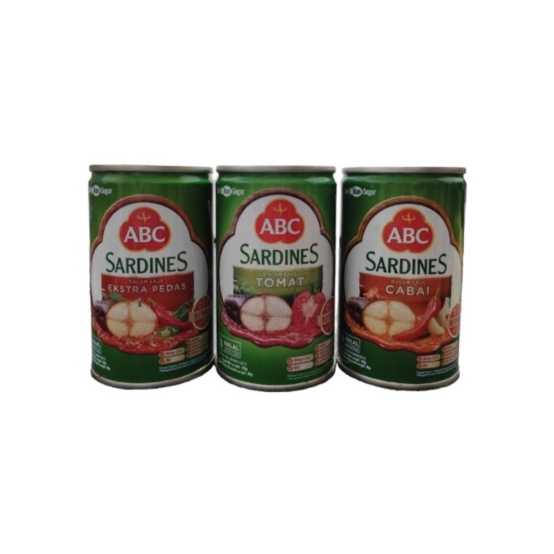 

Sarden Sardines ABC Kaleng Kecil 155g Variasi - Tomat- Cabai- Ekstra Pedas