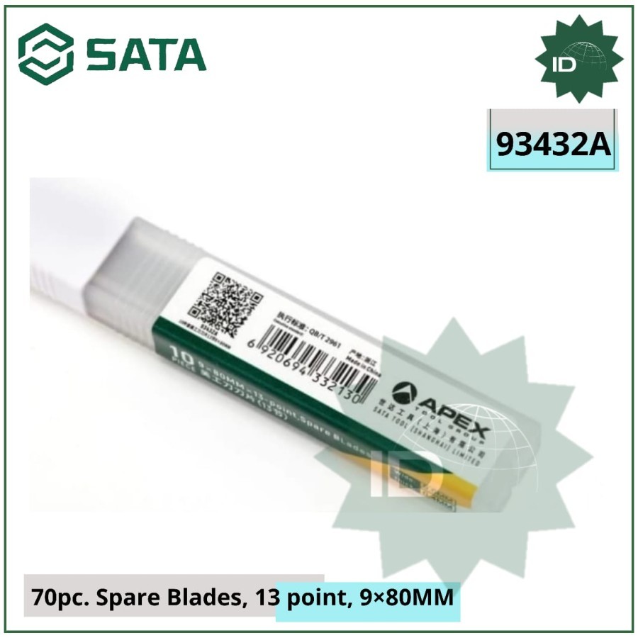 

Refill Cutter 93432A - 10 Pcs Spare Blades, 13-point, 9x80MM Sata Tools