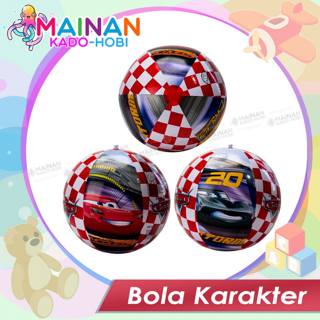 Mainan Anak Beach Ball Bola Balon Karet Pantai Karakter Mcqueen Car