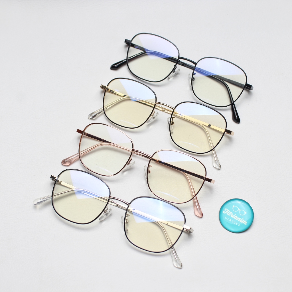 Frame Kacamata Besi Lensa Minus Plus Progresif 8192 / Tipis Photocromic Blueray Bluecromic