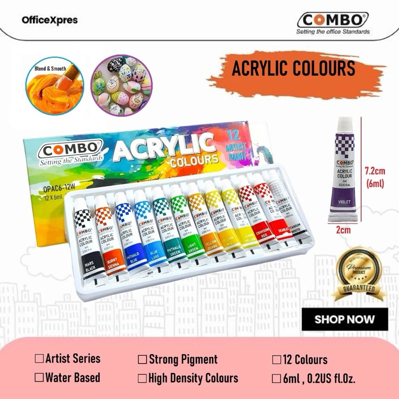 

Cat Acrylic COMBO 12 Warna 6ML - Acrylic Colors 12 Artist Paint