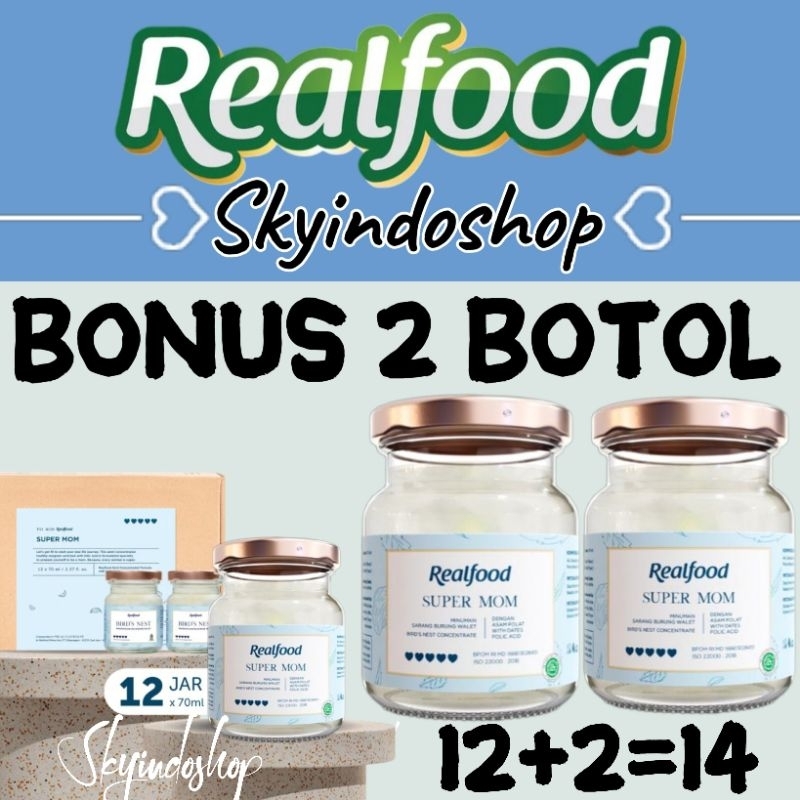 

Realfood Super Mom ( P.12 Bonus 2 Botol ) Minuman Sarang Burung Walet Bpom Halal