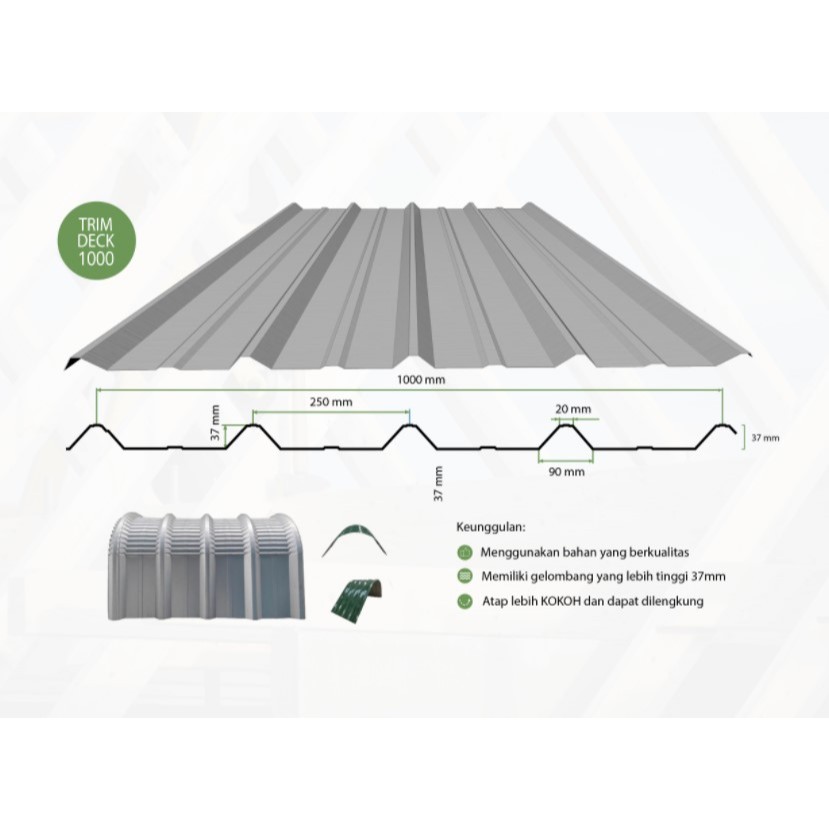 ATAP SPANDEK  TRIM DECK 1000  TEBAL 0,30 - 0,50 MM