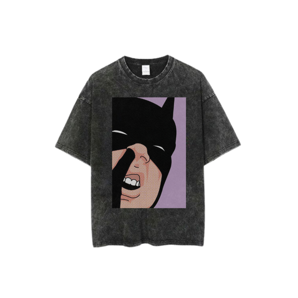 Savoir "BATMAN CARTOON ART" Oversized T-Shirt | Stone Wash | Kaos Batman | Kaos Super Hero |  Batman