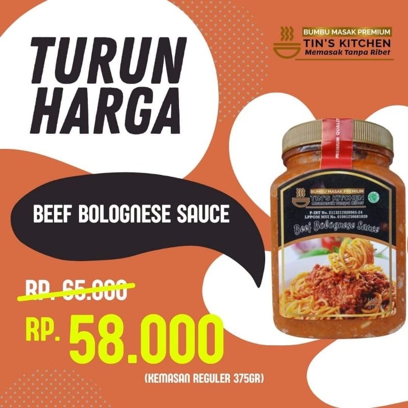 

Saus Beef Bolognese/TIN'S KITCHEN Bumbu Masak Instan Premium Praktis Enak Sehat Tanpa Pengawet Cita Rasa Resto 220gr