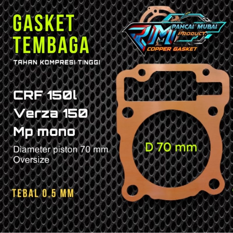 PACKING TEMBAGA & BLOK ALMU GANJAL STROKE UP CRF 150L DM66 68 70 72MM PACKING BLOKHEAD TEMBAGA CRF B