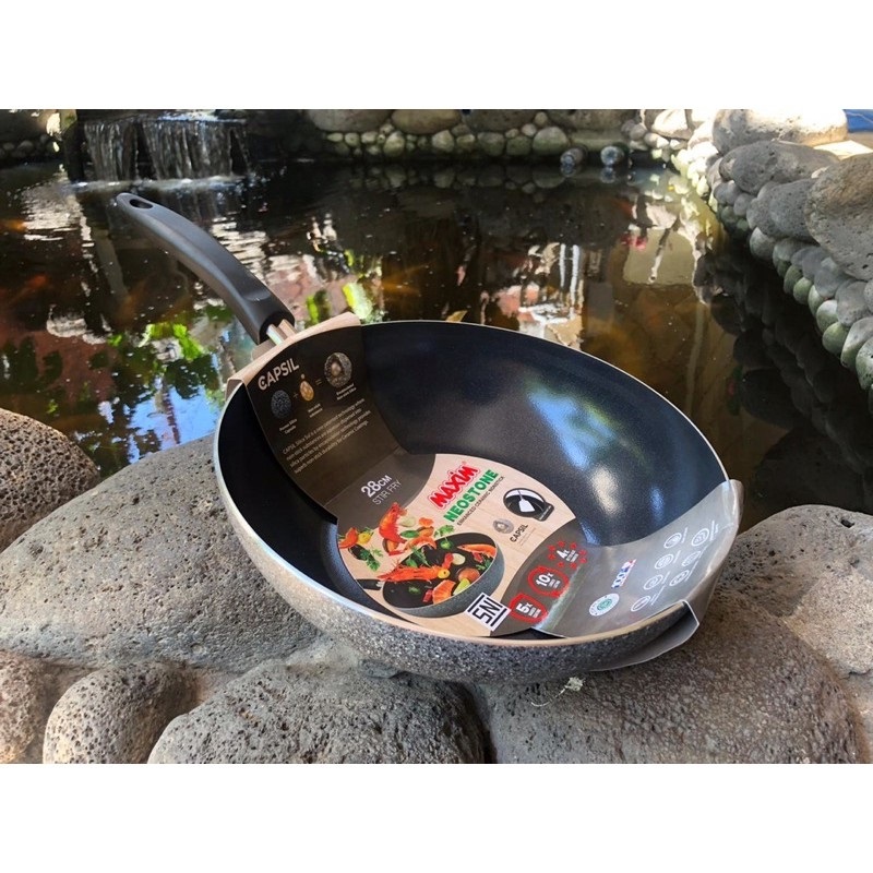Maxim Neostone Stirfry Teflon 28 cm Anti Lengket Lapisan Ceramic